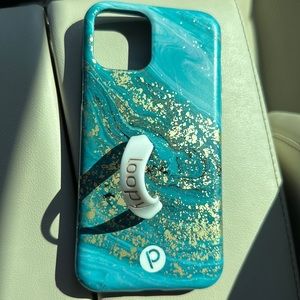 Gently used loopy case for iPhone 11pro (not max). Turquoise/marble accent